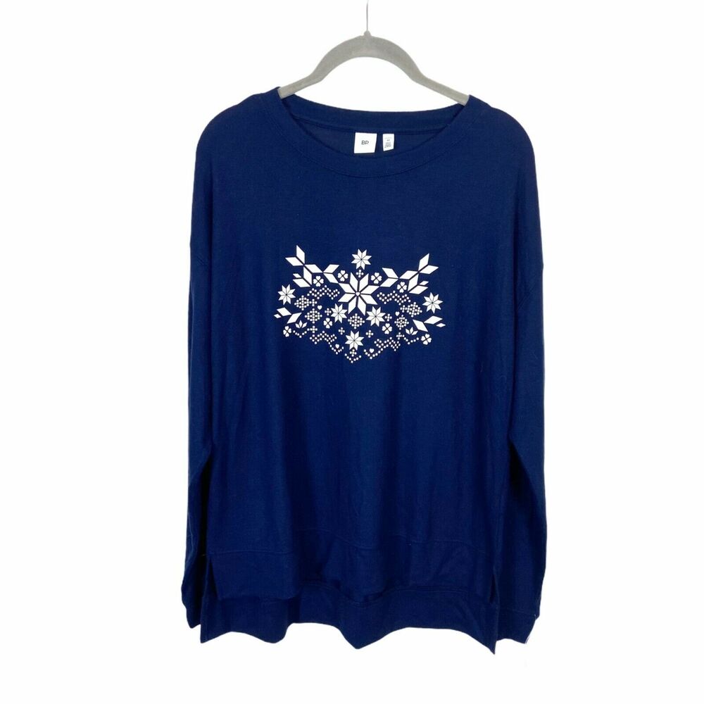 BP Sweatshirt Top Snowflake Blue Lightweight Pullover Shirt Size Medium NWT